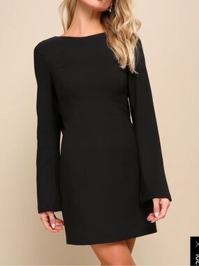 Lulu's Black Long-Sleeve Shift Dress